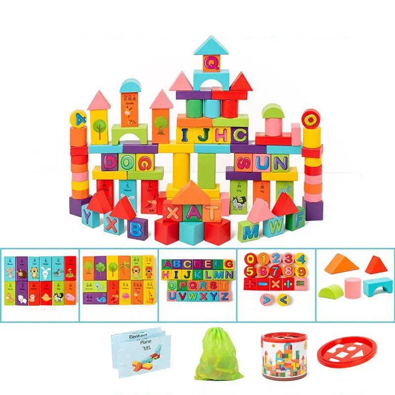 100-Piece Wooden Building Blocks 3