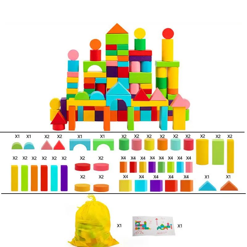 100-Piece Wooden Building Blocks 5