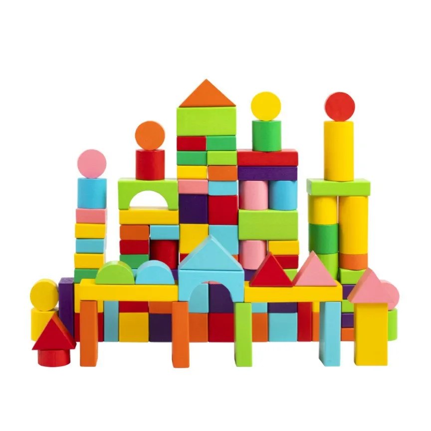 100-Piece Wooden Building Blocks